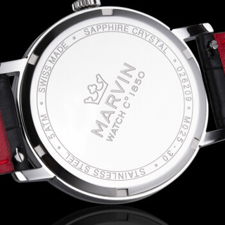 摩纹（Marvin）瑞士手表原点系列黑白丝表带日历窗大气商务石英男表M025.13.29.96