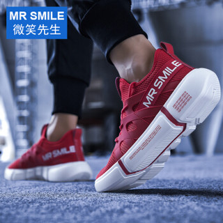 微笑先生（MR SMILE）透气韩版潮流时尚休闲鞋百搭英伦运动鞋ins超火的男鞋红色40