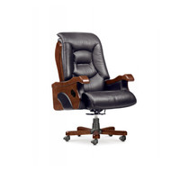 派格（paiger）办公家具办公椅老板办公室大班椅可躺可旋转黑色皮艺实木扶手办公椅