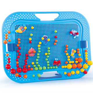 灵动宝宝 儿童玩具 男孩女孩 益智玩具蓝色海洋蘑菇钉插板拼图组合3-4-6岁早教积木拼插
