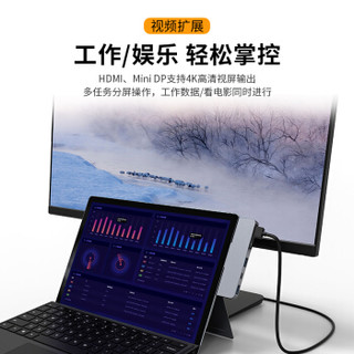 HyperDrive Surface Pro4/5/6扩展坞Microsoft微软笔记本电脑转换器HDMI/MiniDP完美贴合Type-c