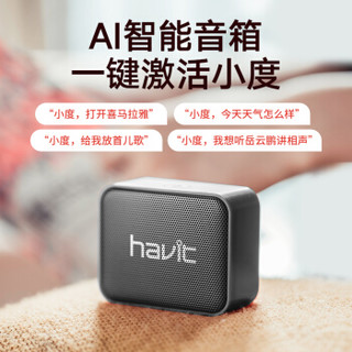 海威特（Havit） M5无线蓝牙音箱百度小度版AI便携智能音响重低音迷你低音炮 黑色