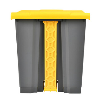 舒蔻（Supercloud）户外垃圾桶公共商用物业餐厅方形脚踏式大号垃圾桶脚踩带盖 灰黄色30L