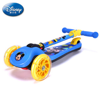 迪士尼(Disney)儿童滑板车 蓝色米奇出众款宝宝滑滑车四挡调节全闪一键折叠可升降闪光扭扭脚踏滑步车摇摆车