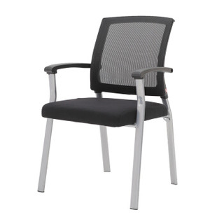中伟（ZHONGWEI）简约办公椅家用电脑椅麻将椅职员椅四脚加厚钢架网布椅子-黑色