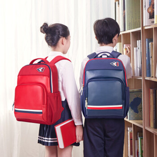 卡拉羊小学生书包男女孩中学生韩版学院风背包轻便减负休闲双肩包CX5976亮红