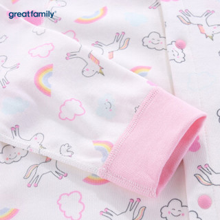 歌瑞家（greatfamily）双面布连体衣婴儿对襟长袖女宝宝纯棉连身衣 粉色59cm