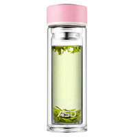 爱仕达（ASD）双层隔热防烫带滤网泡茶杯子玻璃杯水杯（320ml桃粉色 ）RXB32B4WG-P