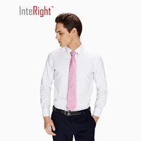 INTERIGHT男士正装商务真丝领带男 8CM百搭条纹领带结婚礼新郎领带 粉色