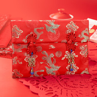 唐绣（TONSILK）创意丝绸万元布艺红包袋新年过年春节结婚庆用品婚礼利是封K061-6龙凤呈祥