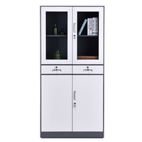 苏美特拆装办公柜钢制铁皮柜资料柜档案柜储物柜灰白中二斗文件柜