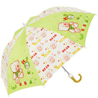 天堂伞 欢乐童年碰击布直杆自开儿童晴雨伞13007E绿白色