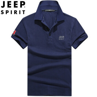 吉普 JEEP 男士Polo衫 短袖T恤男翻领棉质宽松半袖大码青年Polo衫 LS08001 宝蓝色 L