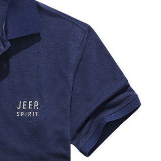 吉普 JEEP 男士Polo衫 短袖T恤男翻领棉质宽松半袖大码青年Polo衫 LS08001 宝蓝色 L