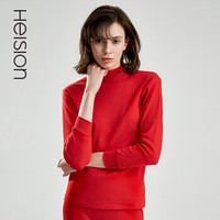 海之宁 秋衣秋裤女纯棉套装中老年人线衣线裤女士秋冬季修身保暖中领妈妈款 3202中领大红 XXL码