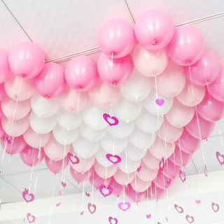 柯丽影 100个亚光3色雨丝吊坠气球套装紫色 儿童成人生日布置求婚表白结婚庆典用品装饰礼品 送点胶气筒