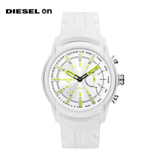 迪赛（Diesel）手表 男款44mm白表盘白边硅胶带时尚运动智能男士手表 DZT1015