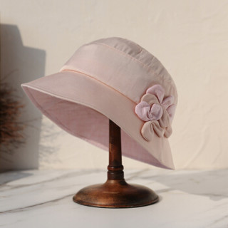 诗丹凯萨遮阳帽子女夏季帽出游太阳帽可折叠渔夫帽简约花朵装饰 WGSB181029 粉色 57cm