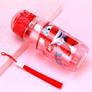 超级飞侠 婴儿童水杯 吸管杯 宝宝卡通学饮杯便携喝水壶 450ML 红色