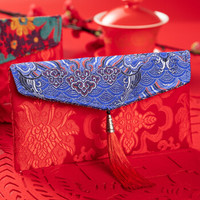 唐绣（TONSILK）创意万元布艺红包袋结婚庆用品利是封个性新年压岁红包封C009-4波浪蓝
