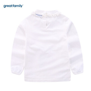 歌瑞家（greatfamily）A类童装女孩上衣秋新款女童长袖T恤 白色110cm