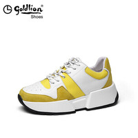 金利来（goldlion）女士时尚韩版老爹运动系带休闲鞋8163003500-黄色-38码