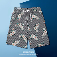 亦美珊 YI MEI SHAN情侣沙滩裤男宽松海边度假五分速干休闲温泉运动夏季沙滩裤 YMS186077 条纹印花 L