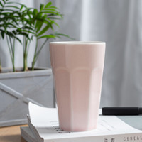 承文阁 简约办公室喝水杯子 马克杯 创意牛奶杯 菱形咖啡杯 情侣杯 早餐杯茶杯 刷牙杯缸子 粉色