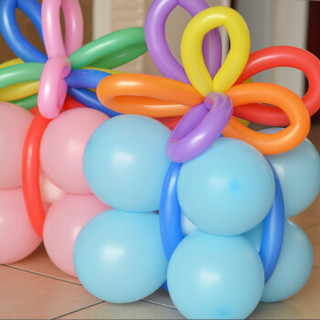 佳茉 魔术气球 长条气球开学装饰婚庆节庆气球装饰 彩色100只赠打气筒