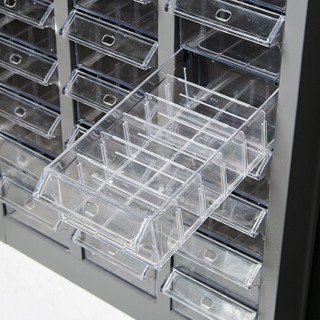 富路达 75抽透明抽屉带门零件柜工具盒抽屉柜元件柜 螺丝整理柜 小物品储物柜