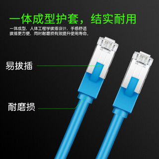 JH 晶华 超六类网线 Cat6类成品电脑路由器连接宽带网络线 成品家用双屏蔽千兆高速跳线 15米蓝色1605