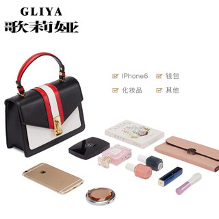GLIYA/歌莉娅斜挎包包女ck百搭韩版潮时尚单肩包简约手提小方包G1801627黑色