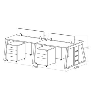 卡奈登 现代时尚办公家具职员办公桌桌 办公屏风隔断卡位简约员工位双人位对坐含柜1.2*1.2*0.75米 XYJ0605