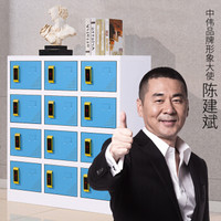 中伟感应锁12门更衣柜文件柜办公柜钢制矮柜铁皮柜碗柜鞋柜 蓝色