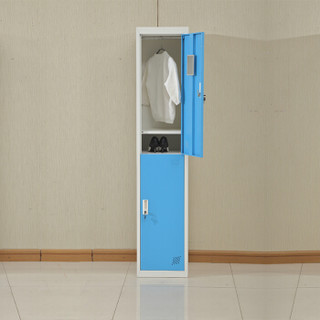 麦森 彩色更衣柜 钢制铁皮员工储物柜 可拆装双门带锁办公柜子 天蓝色 MS-GYG-105