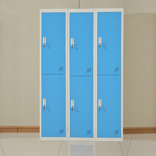 麦森 彩色更衣柜 钢制铁皮员工储物柜 可拆装双门带锁办公柜子 天蓝色 MS-GYG-105