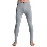 花花公子 秋裤男棉毛裤保暖裤 线裤 保暖秋裤男单件打底裤 浅麻灰 M