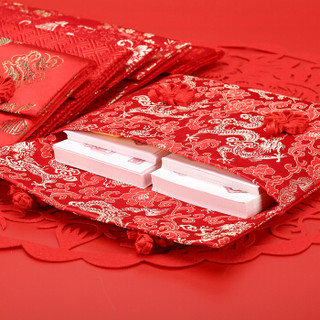 唐绣（TONSILK）创意丝绸万元布艺红包袋新年过年春节结婚庆用品婚礼利是封K08-6龙凤呈祥