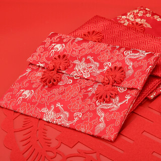 唐绣（TONSILK）创意丝绸万元布艺红包袋新年过年春节结婚庆用品婚礼利是封K08-6龙凤呈祥