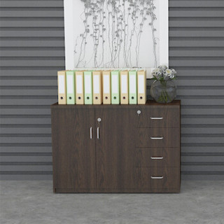 麦森（maisen）办公柜 木质资料收纳茶水矮柜现代简约办公家具 胡桃色 MS-CSG-132