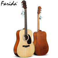 法丽达（Farida）D10K 亚光原木色圆角原声弹唱指弹民谣41英寸木吉他 那都木背侧板