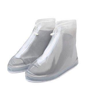 通克 TONGKE 雨鞋套男女成人款雨天防水防滑加厚户外 白色透明 L(适合39/40）