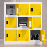 中伟感应锁九门更衣柜文件柜办公柜钢制矮柜铁皮柜碗柜资料柜鞋柜移动储物柜多门柜茶水柜 黄色