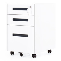 中伟活动柜钢制桌下柜挂劳柜三抽柜桌下抽屉柜文件柜资料柜黑色拉手