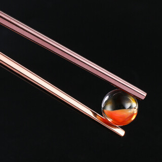 唐宗筷 304不锈钢筷子  防滑 防烫 耐摔10双装  方形玫瑰金款 23.5cm C6241