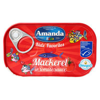 丹麦进口 阿嫚（Amanda）童趣系列 方便速食鱼罐头 鲭鱼片罐头125g 番茄汁味 *4件