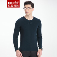 红豆 Hodo 男装 羊毛衫男时尚修身纯色圆领男士羊毛衫 G1绿色 165/84A