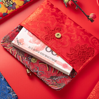 唐绣（TONSILK）结婚庆万元布艺创意红包袋新年春节利是封个性压岁红包封C019-6火焰蓝