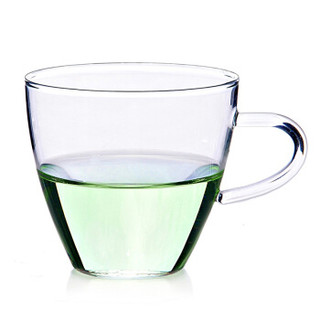 heisou玻璃杯子水杯2支装小杯子品茗杯带把手男女居家用办公茶具配件透明耐热玻璃花茶杯泡茶150mlKC-39