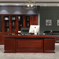 中伟办公家具老板桌总裁桌大班台办公桌油漆实木贴皮经理桌ZW-01 2.4米